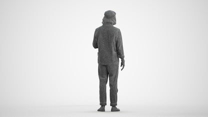 realistic 3D people man casual standing, render-ready for V-Ray and Corona, FBX OBJ, wireframe front view