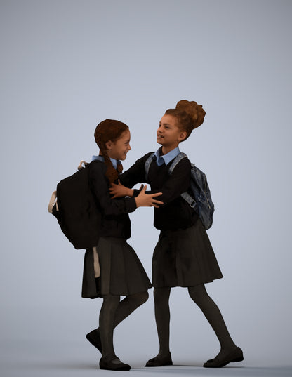realistic 3D human girl kids, archviz people FBX OBJ for Blender