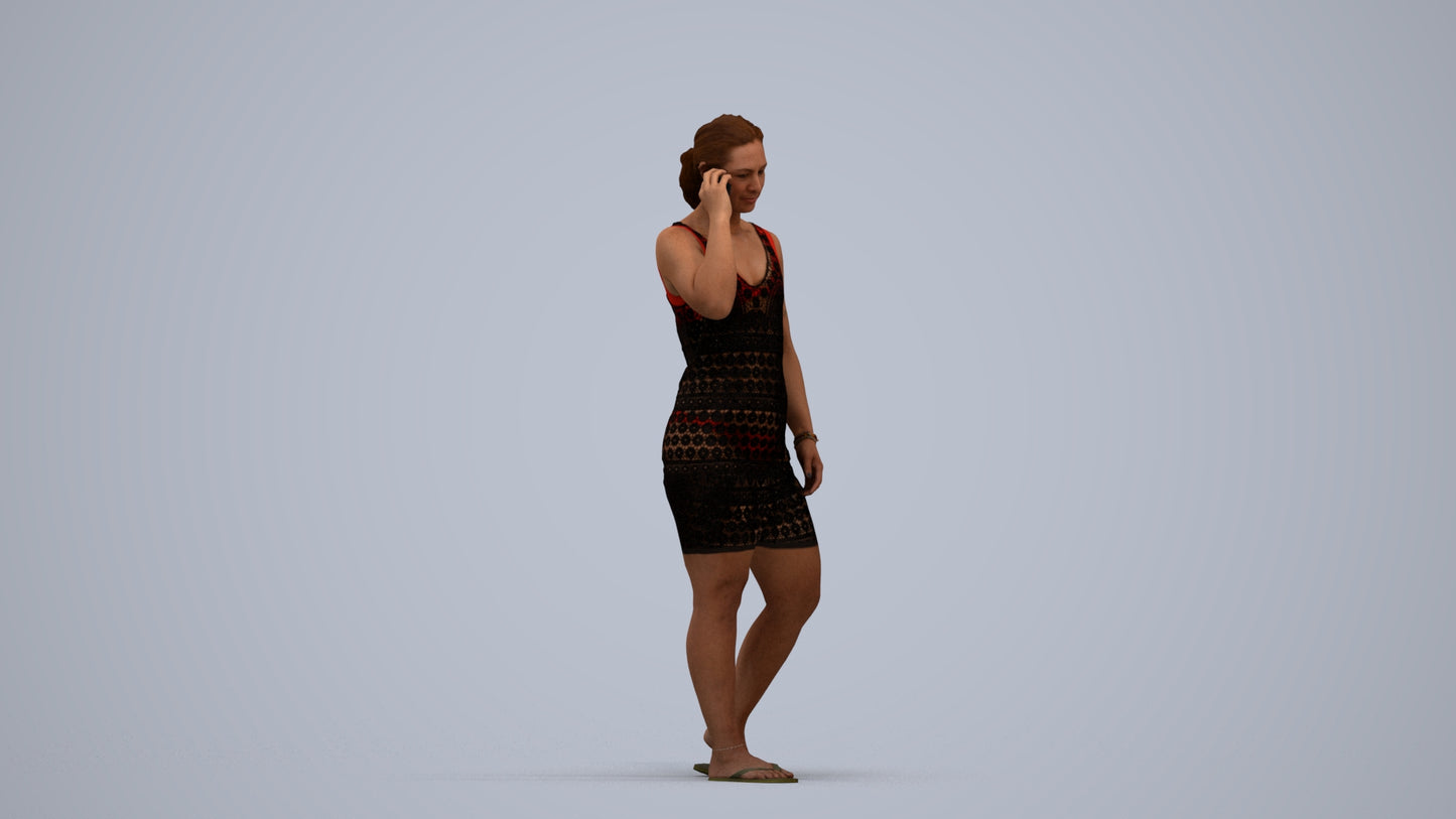 3D people model woman pool, scanned human for 3ds Max rendering, standing pose render