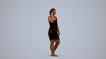 3D people model woman pool, scanned human for 3ds Max rendering, standing pose render