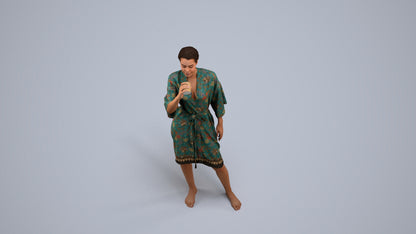 realistic 3D human woman bathroom, archviz people FBX OBJ for Blender, back view render