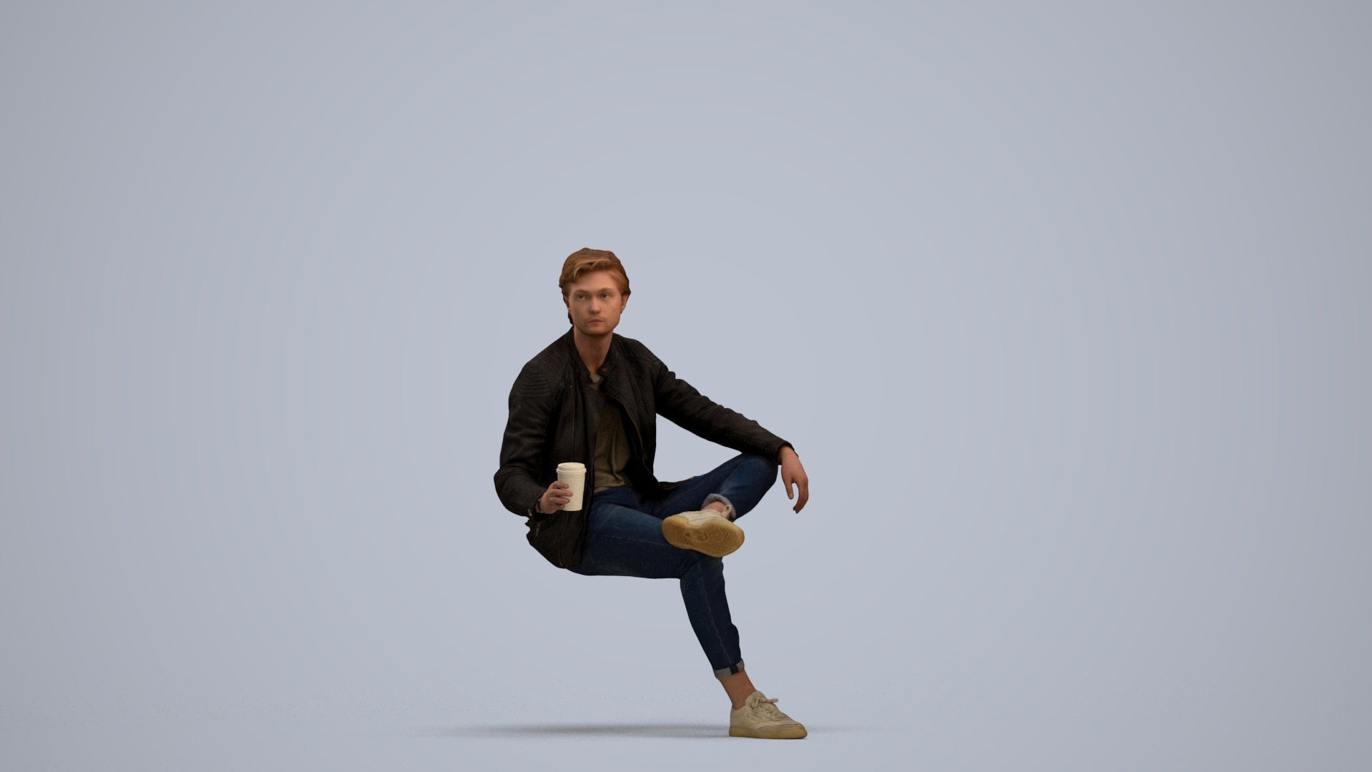 realistic 3D people man casual sitting, render-ready for V-Ray and Corona, FBX OBJ, standing pose render