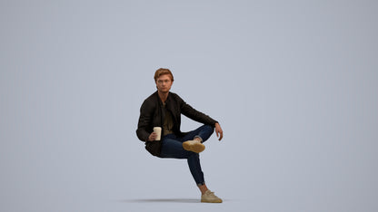 realistic 3D people man casual sitting, render-ready for V-Ray and Corona, FBX OBJ, standing pose render