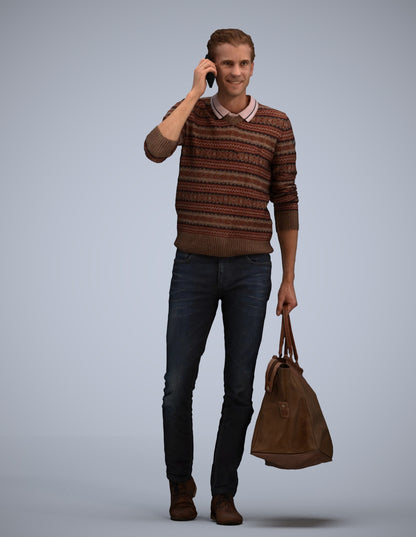 photogrammetry 3D man casual standing, realistic human model archviz FBX