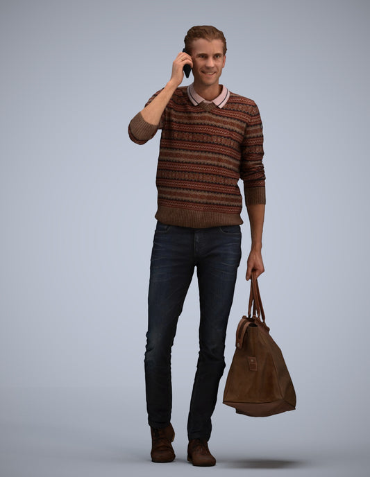 photogrammetry 3D man casual standing, realistic human model archviz FBX