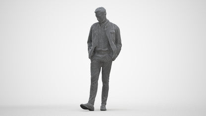 3D people model man casual standing, scanned human for 3ds Max rendering, three-quarter front view render