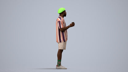 3D scanned man standing casual, photorealistic archviz people for Enscape and SketchUp, side view render