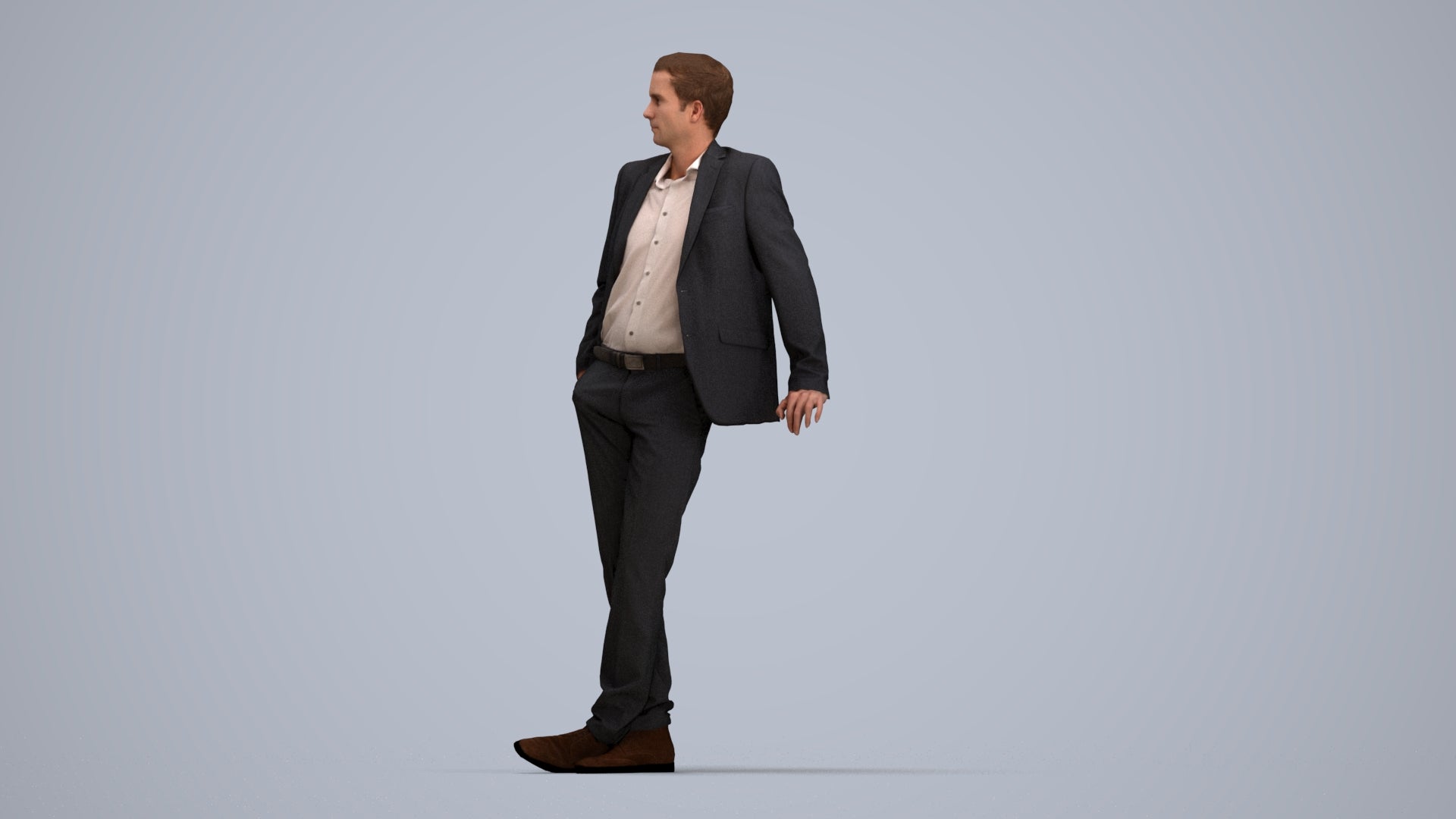 3D scanned man business, photorealistic archviz people for Enscape and SketchUp, top-down view render
