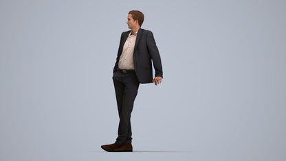 3D scanned man business, photorealistic archviz people for Enscape and SketchUp, top-down view render