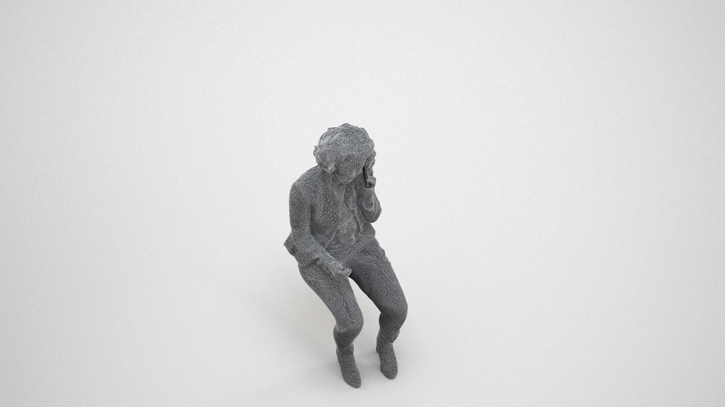 3D people model woman business, scanned human for 3ds Max rendering, wireframe three-quarter view