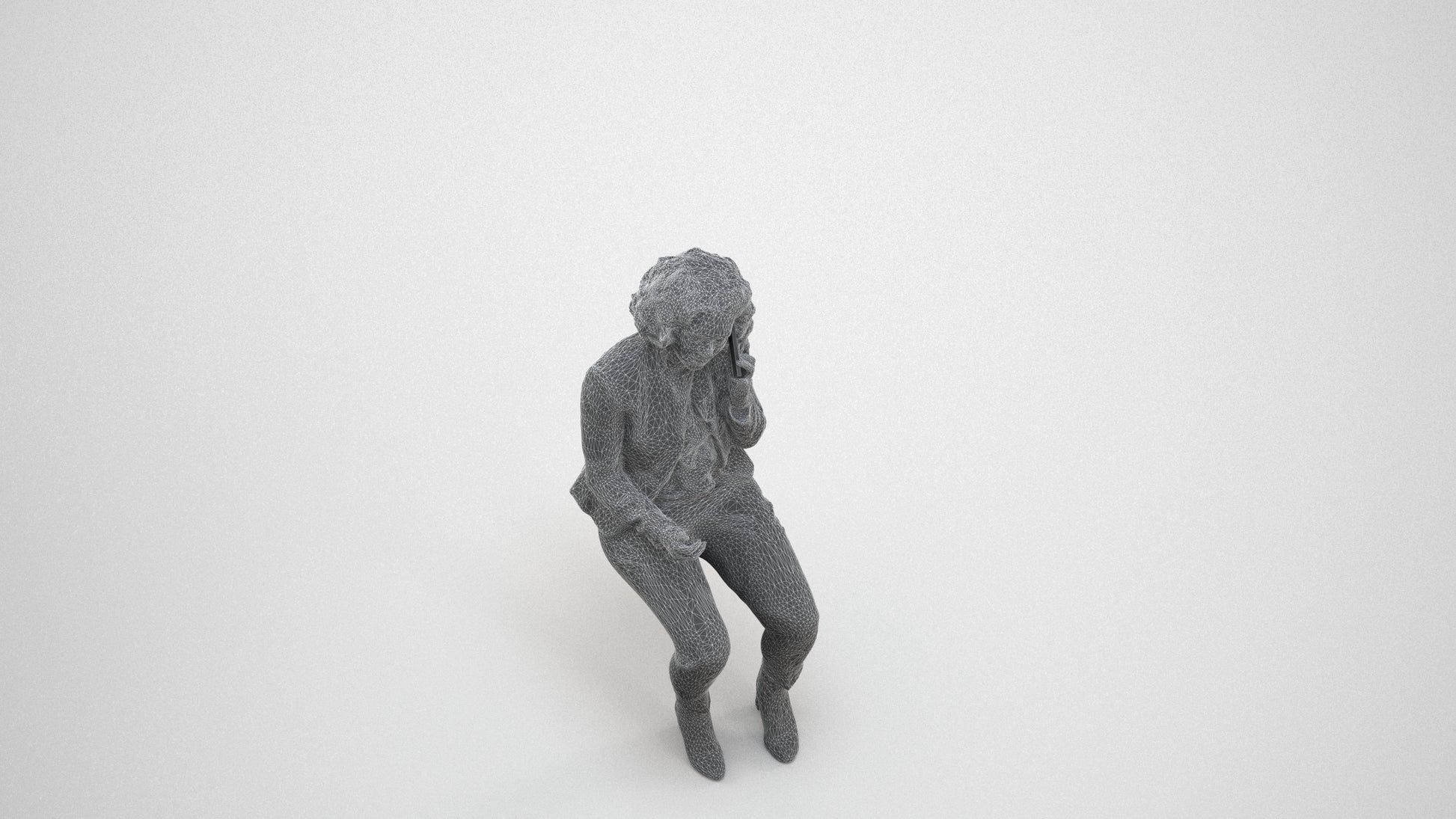 3D people model woman business, scanned human for 3ds Max rendering, wireframe three-quarter view