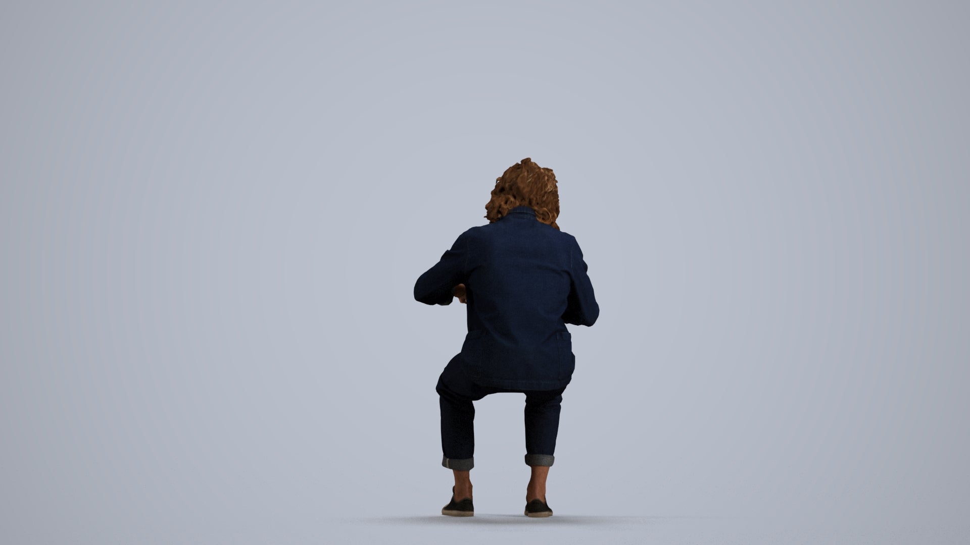 realistic 3D man casual sitting, scanned archviz people for Blender and 3ds Max, front view render
