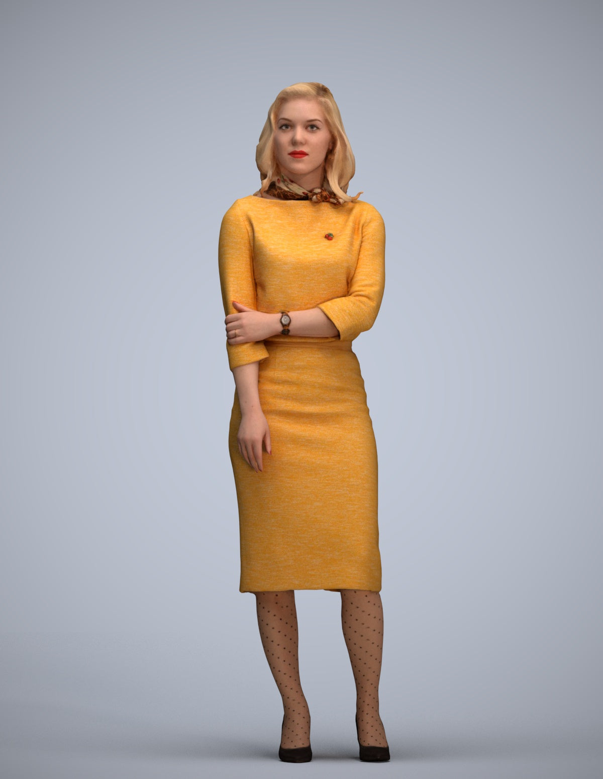 realistic 3D human woman business standing, archviz people FBX OBJ for Blender