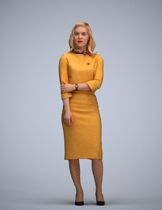 realistic 3D human woman business standing, archviz people FBX OBJ for Blender