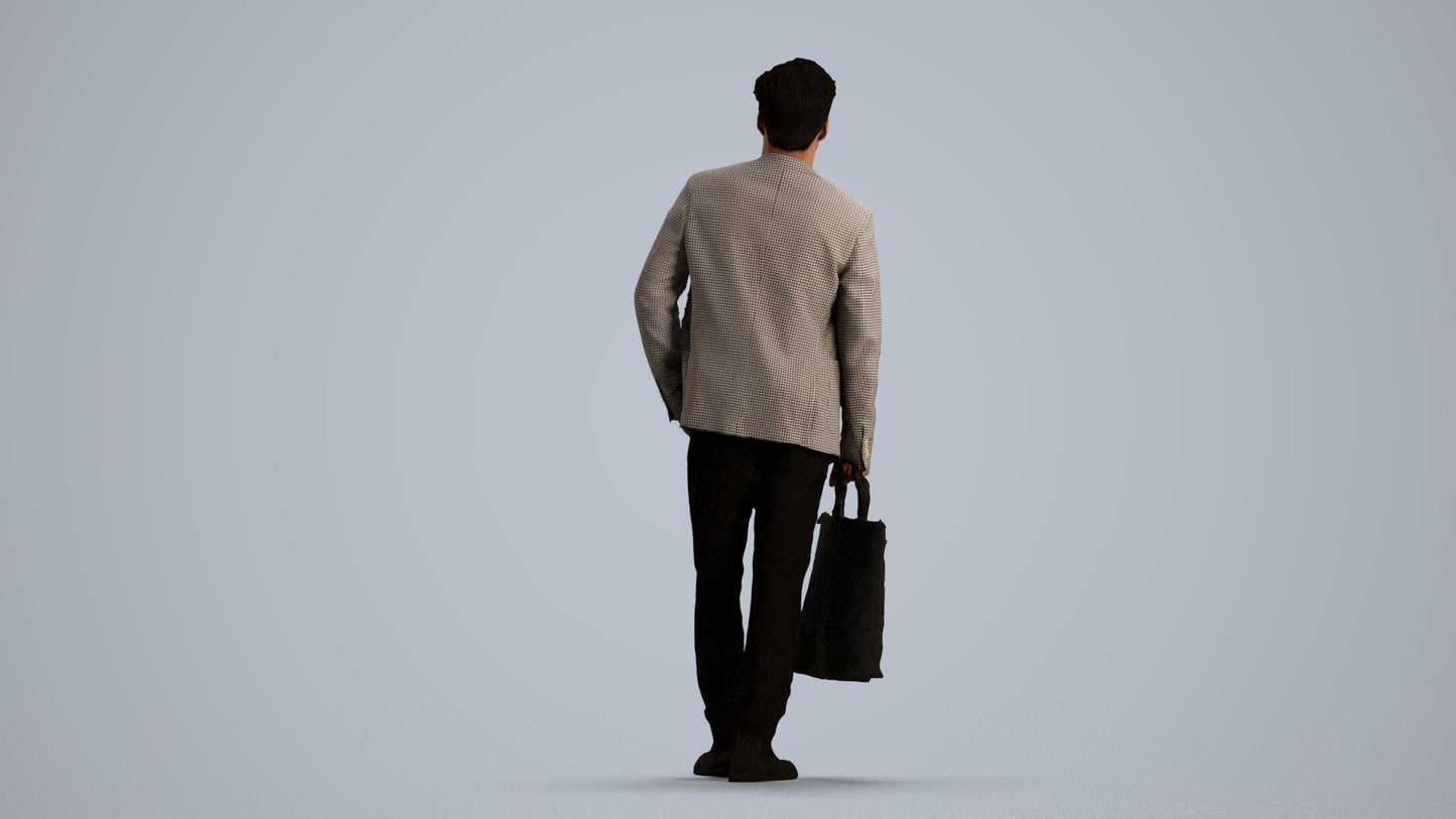 scanned 3D man casual standing, photogrammetry people for Enscape and V-Ray, front view render