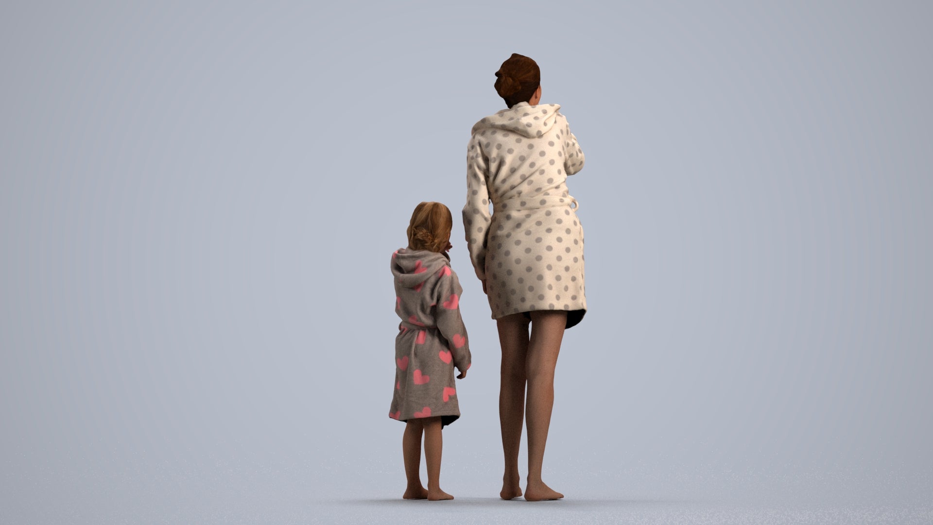 realistic 3D girl kids, scanned archviz people for Blender and 3ds Max, front view render