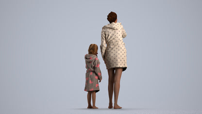 realistic 3D girl kids, scanned archviz people for Blender and 3ds Max, front view render