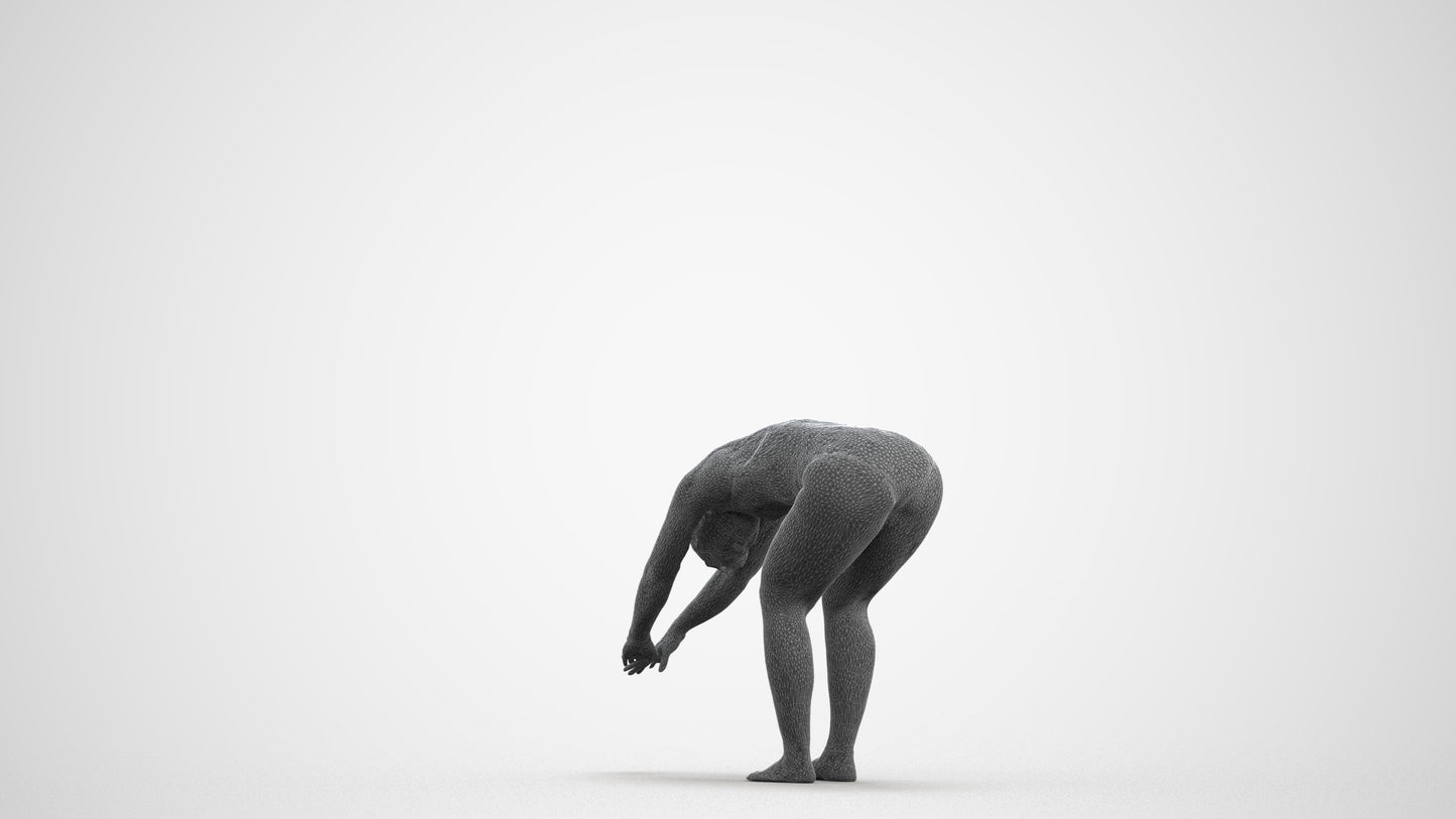 3D human model woman sport pool, photogrammetry scanned person for archviz, wireframe front view