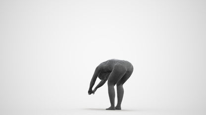 3D human model woman sport pool, photogrammetry scanned person for archviz, wireframe front view