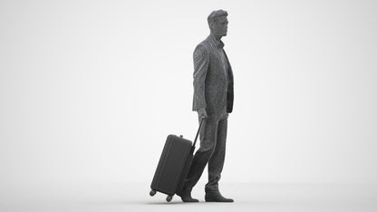 realistic 3D human man business, archviz people FBX OBJ for Blender, wireframe side view