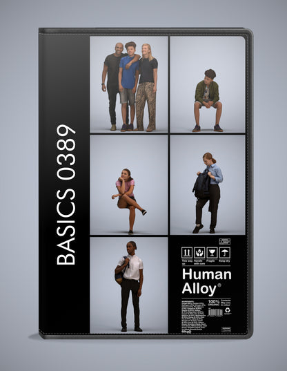 photogrammetry 3D people kids collection, 5 realistic human models archviz FBX