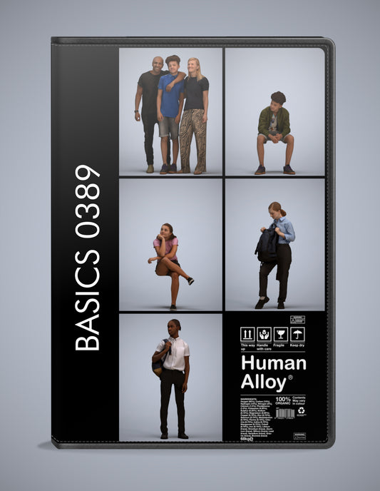 photogrammetry 3D people kids collection, 5 realistic human models archviz FBX