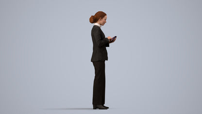 3D people model woman business, scanned human for 3ds Max rendering, side view render