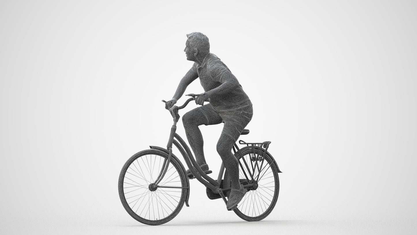 photogrammetry 3D man casual cycling, realistic human model archviz FBX, square thumbnail