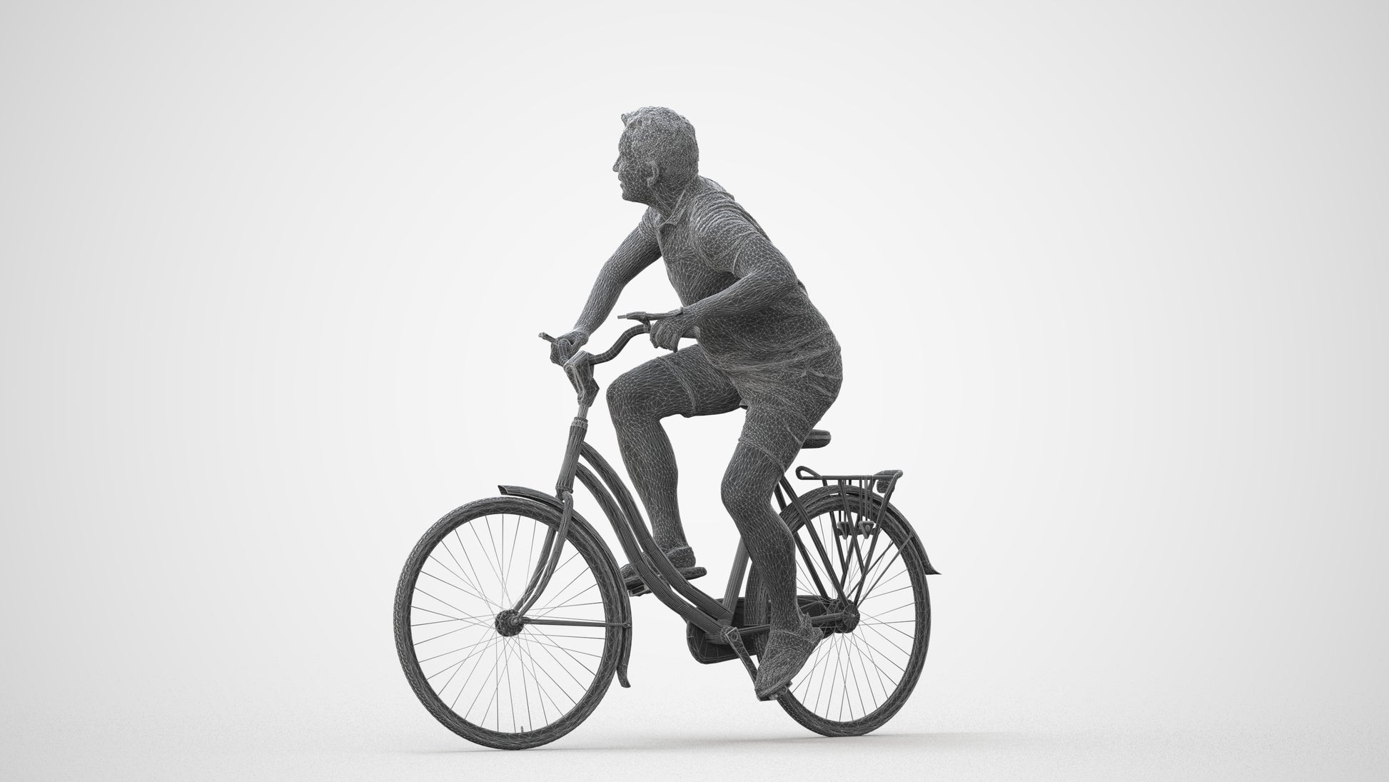 photogrammetry 3D man casual cycling, realistic human model archviz FBX, square thumbnail