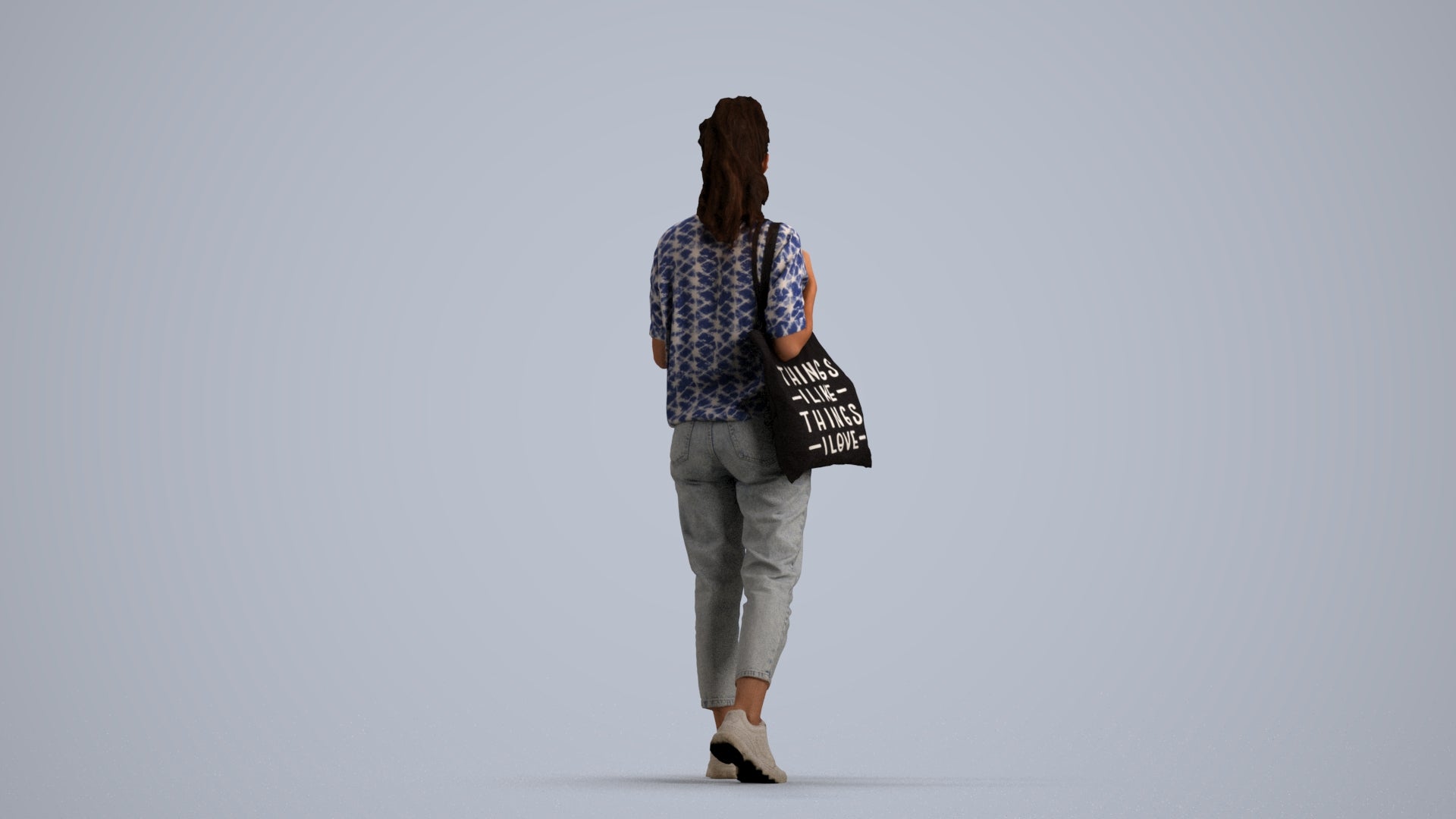 scanned 3D woman casual walking, photogrammetry people for Enscape and V-Ray, front view render