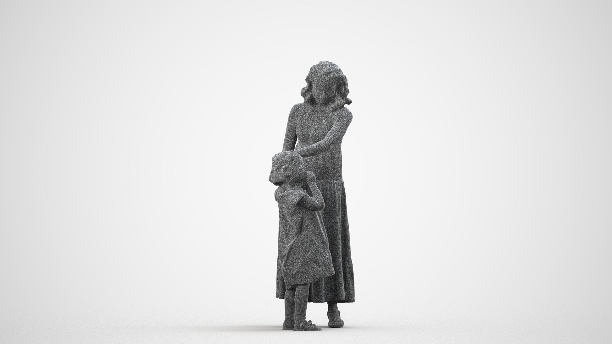 realistic 3D people girl casual kids, render-ready for V-Ray and Corona, FBX OBJ, wireframe side view