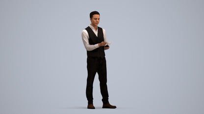 3D scanned man hospitality, photorealistic archviz people for Enscape and SketchUp, standing pose render