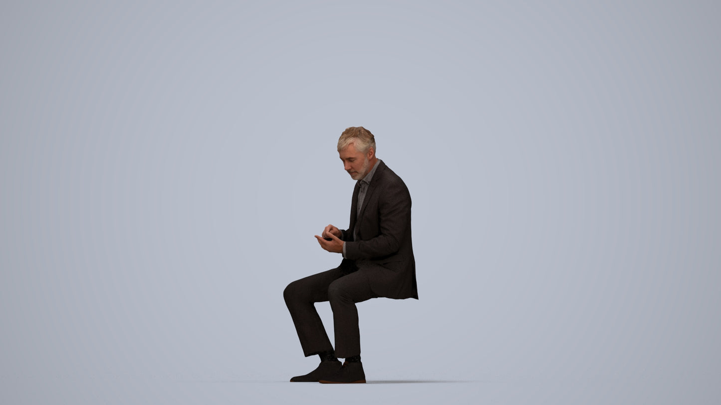 photogrammetry 3D man business, realistic human model archviz FBX, top-down view render