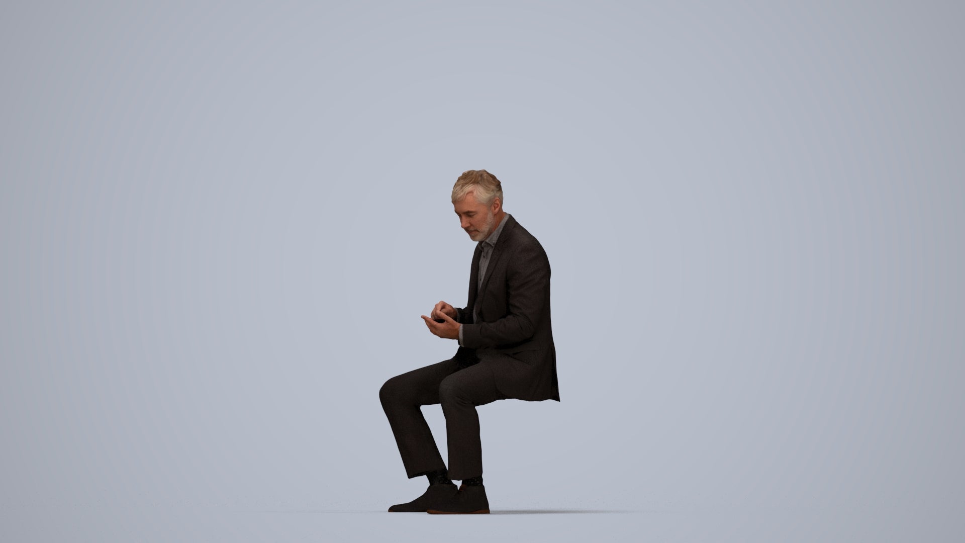 photogrammetry 3D man business, realistic human model archviz FBX, top-down view render