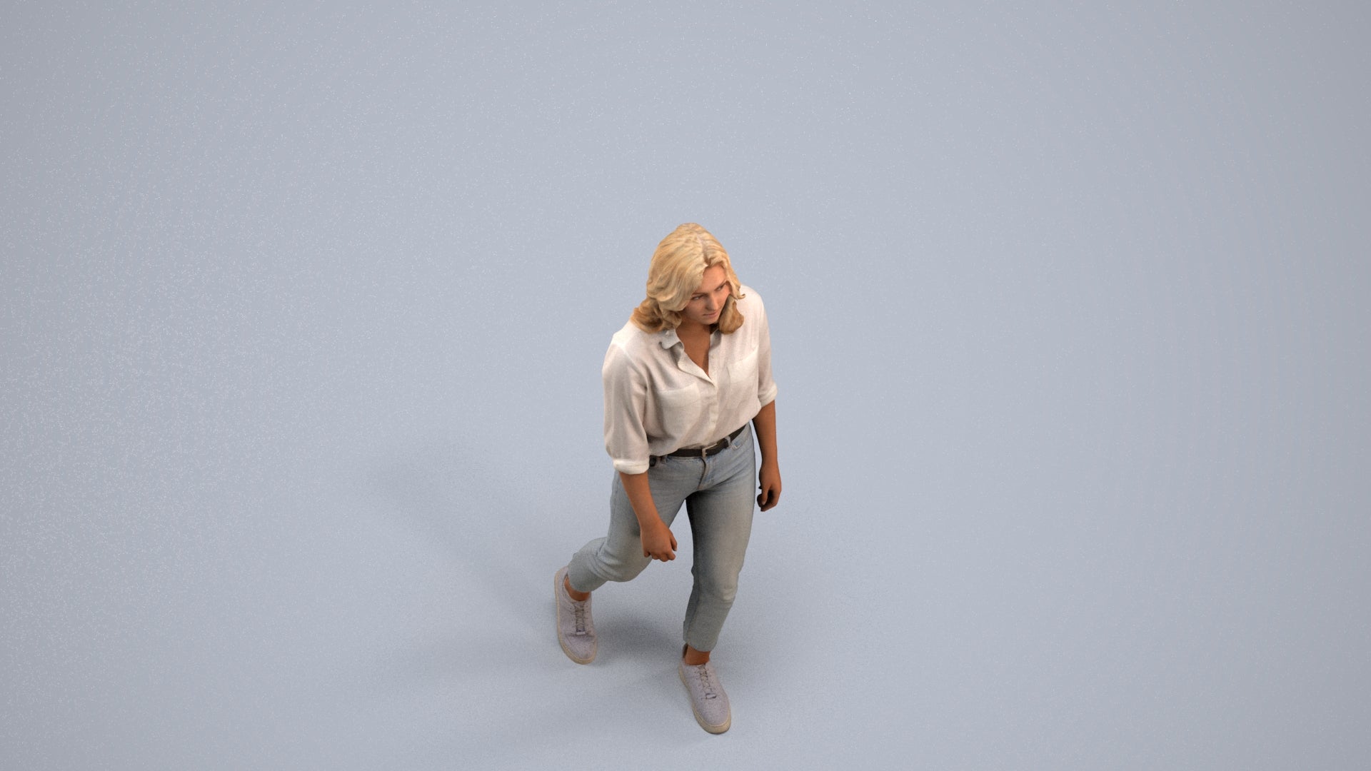 realistic 3D people woman casual walking, render-ready for V-Ray and Corona, FBX OBJ, back view render