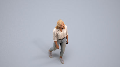 realistic 3D people woman casual walking, render-ready for V-Ray and Corona, FBX OBJ, back view render
