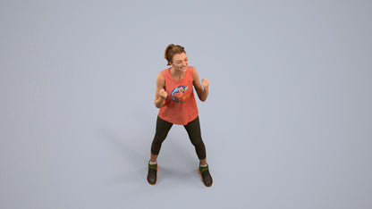 realistic 3D human woman sport, archviz people FBX OBJ for Blender, back view render