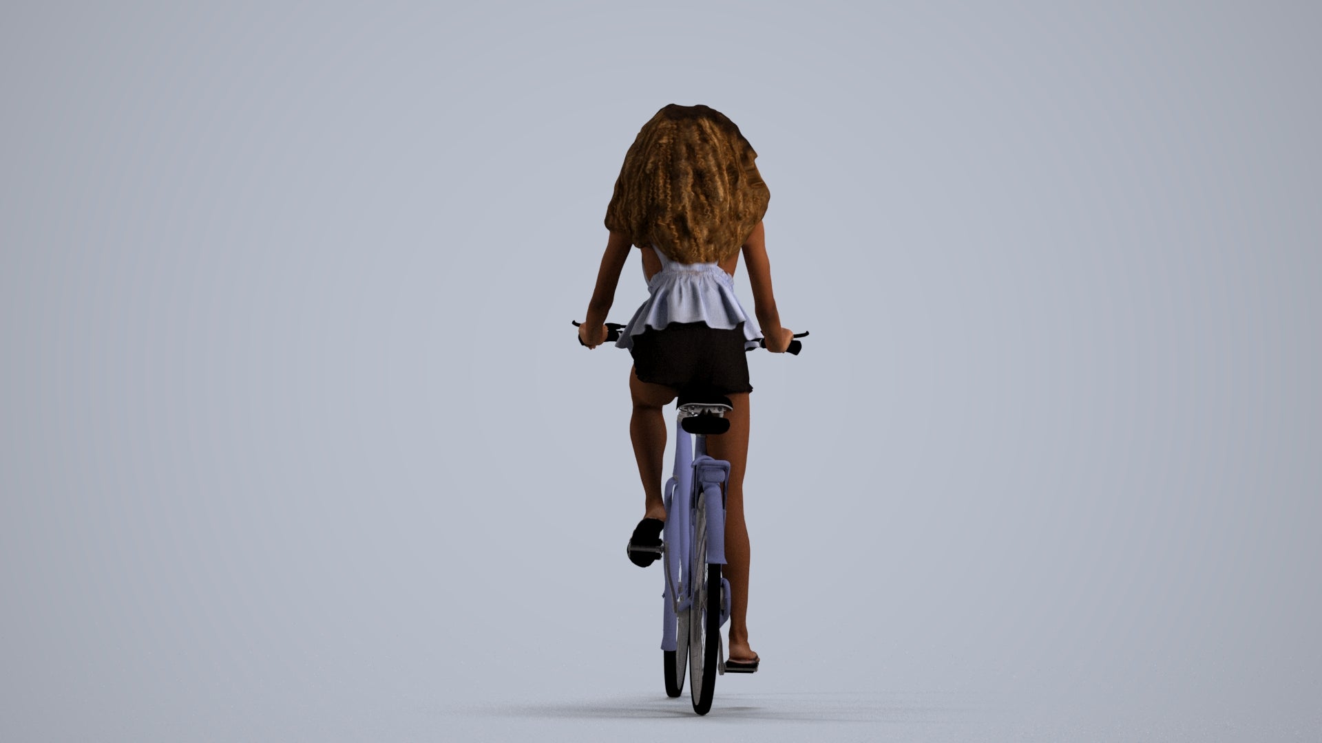 3D scanned woman cycling casual, photorealistic archviz people for Enscape and SketchUp, front view render
