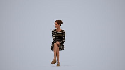 3D scanned woman sitting casual, photorealistic archviz people for Enscape and SketchUp, top-down view render