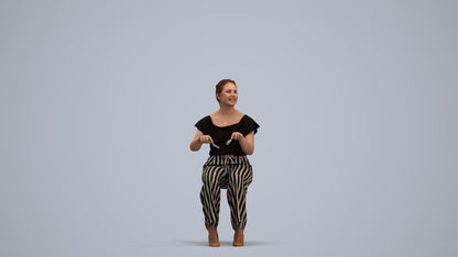 3D scanned woman sitting casual, photorealistic archviz people for Enscape and SketchUp, standing pose render