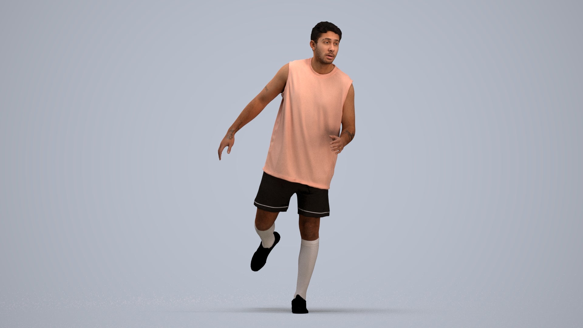realistic 3D people man sport, render-ready for V-Ray and Corona, FBX OBJ, standing pose render