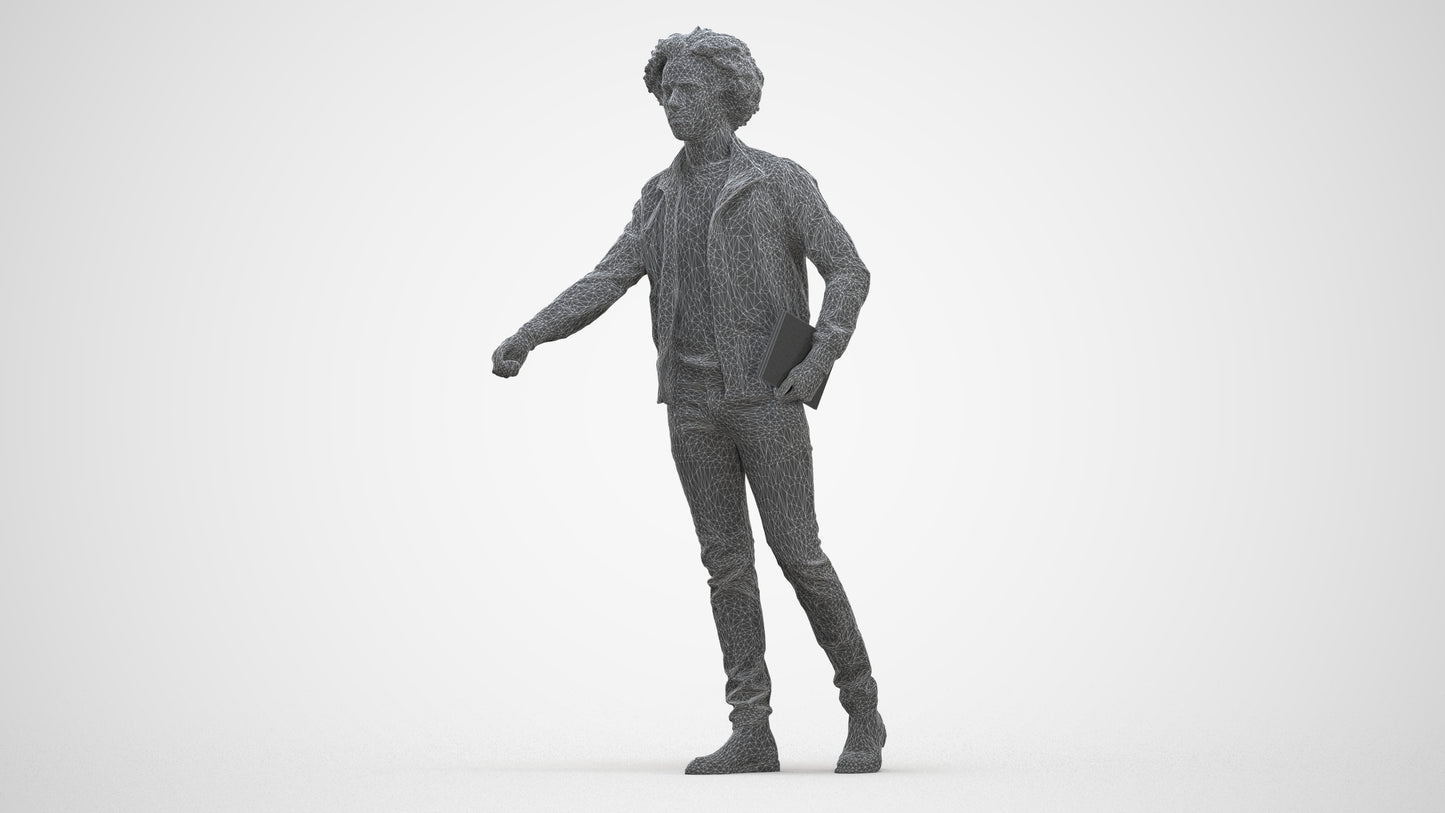 photogrammetry 3D man casual mix, realistic human model archviz FBX, three-quarter front view render