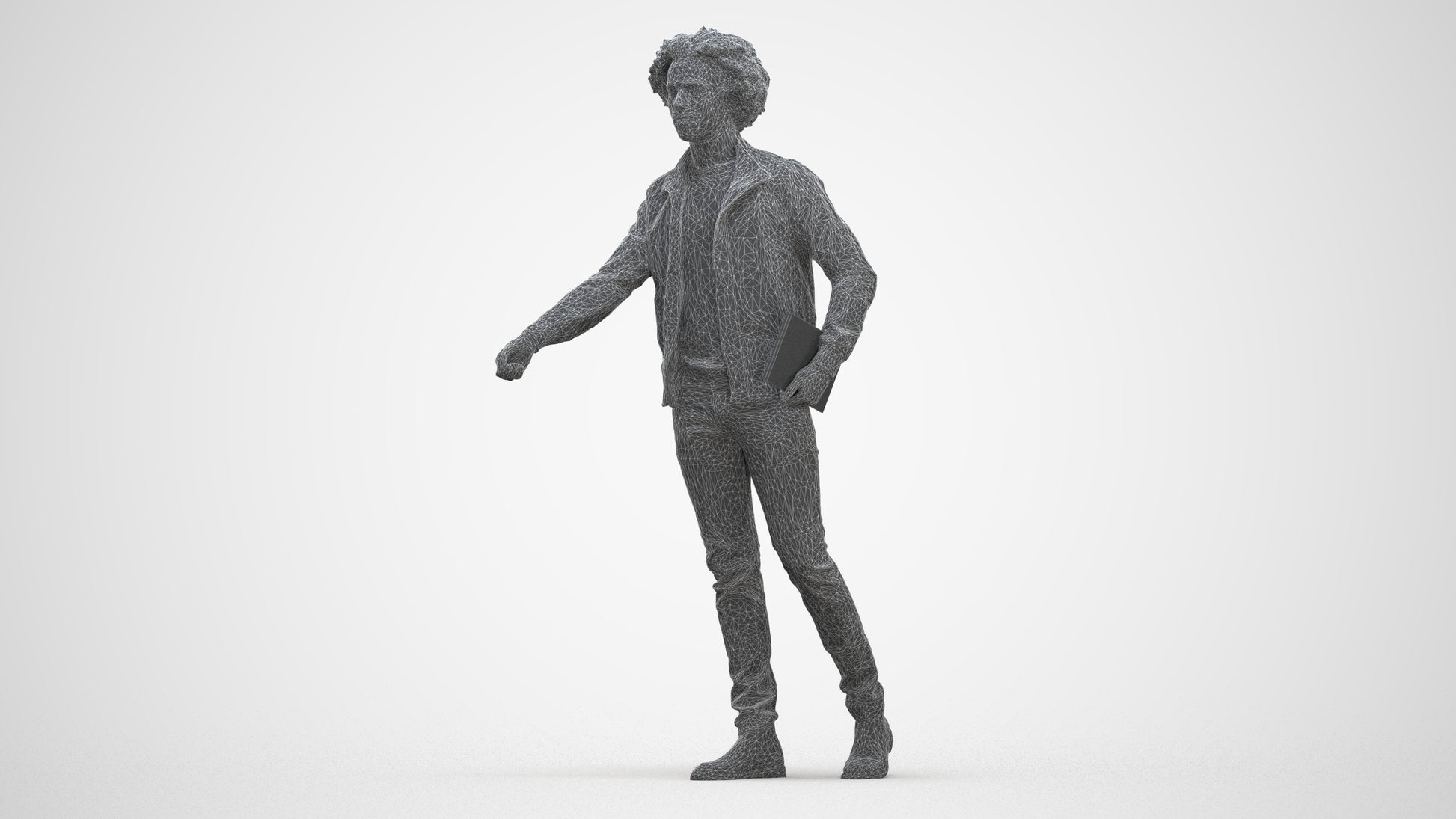 photogrammetry 3D man casual mix, realistic human model archviz FBX, three-quarter front view render