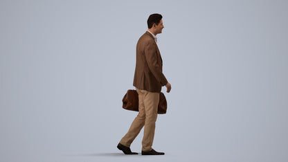 realistic 3D people man business walking, render-ready for V-Ray and Corona, FBX OBJ, side view render