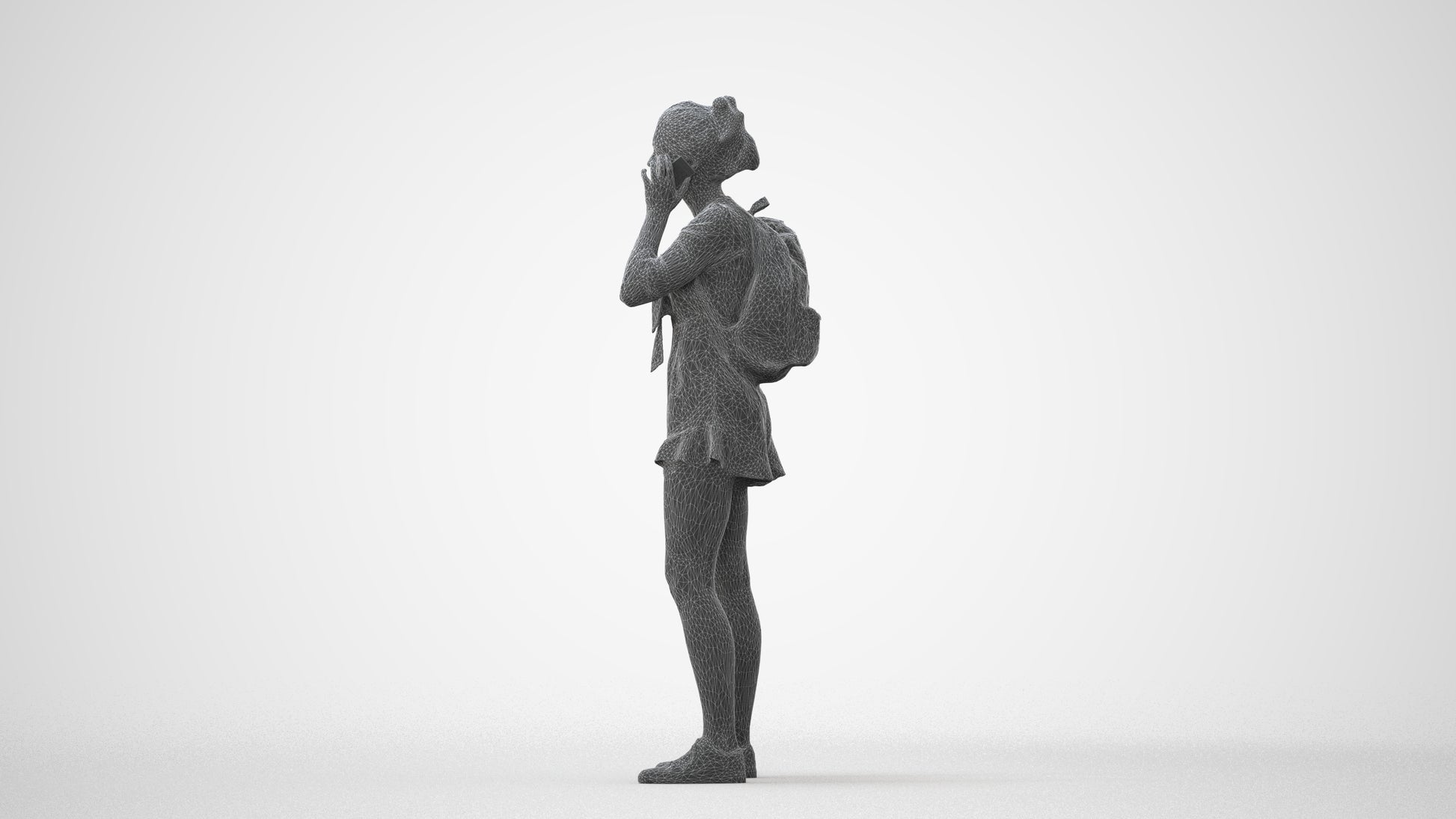 3D scanned girl kids casual, photorealistic archviz people for Enscape and SketchUp, square thumbnail