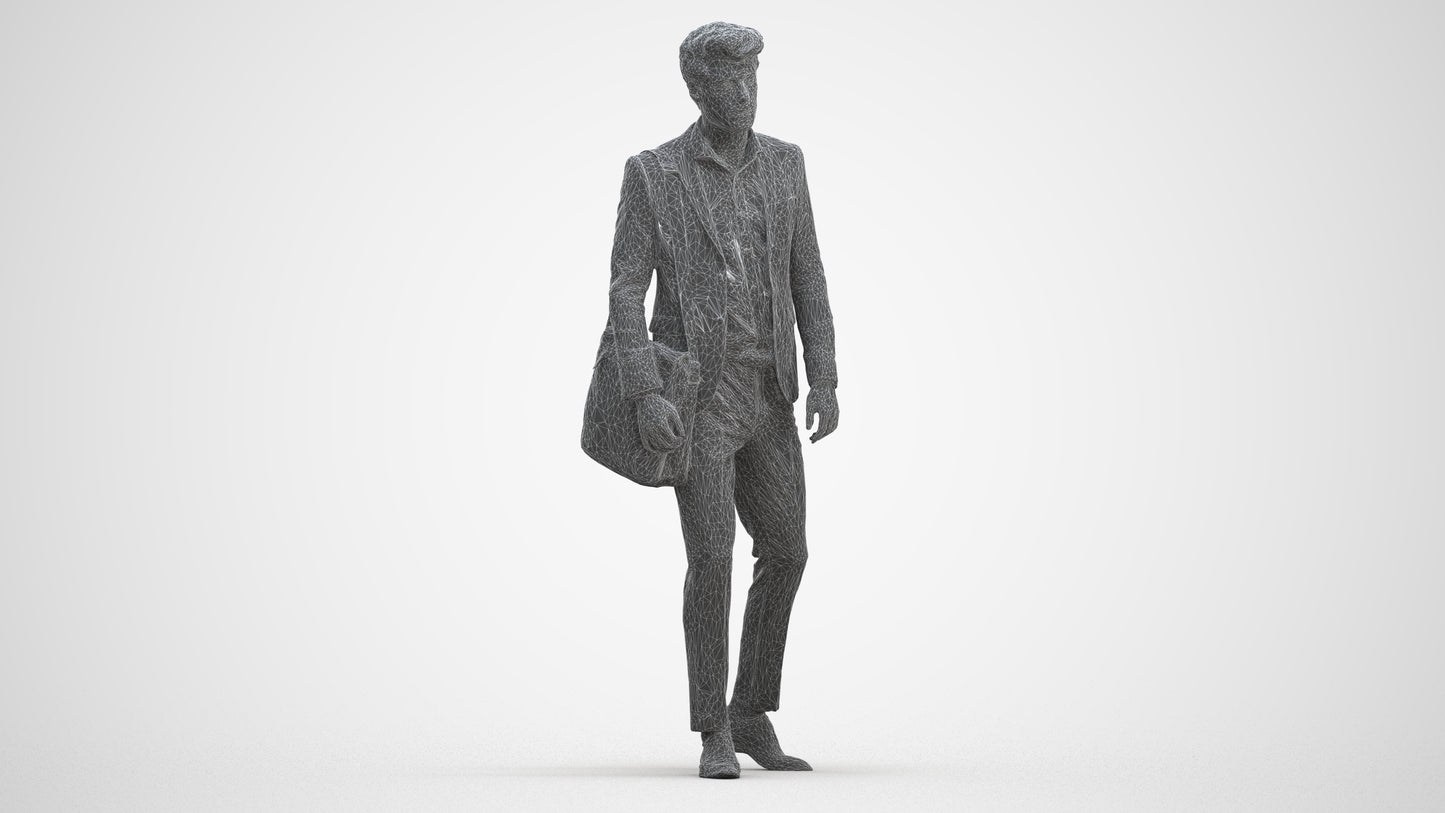scanned 3D man business, photogrammetry people for Enscape and V-Ray, three-quarter front view render