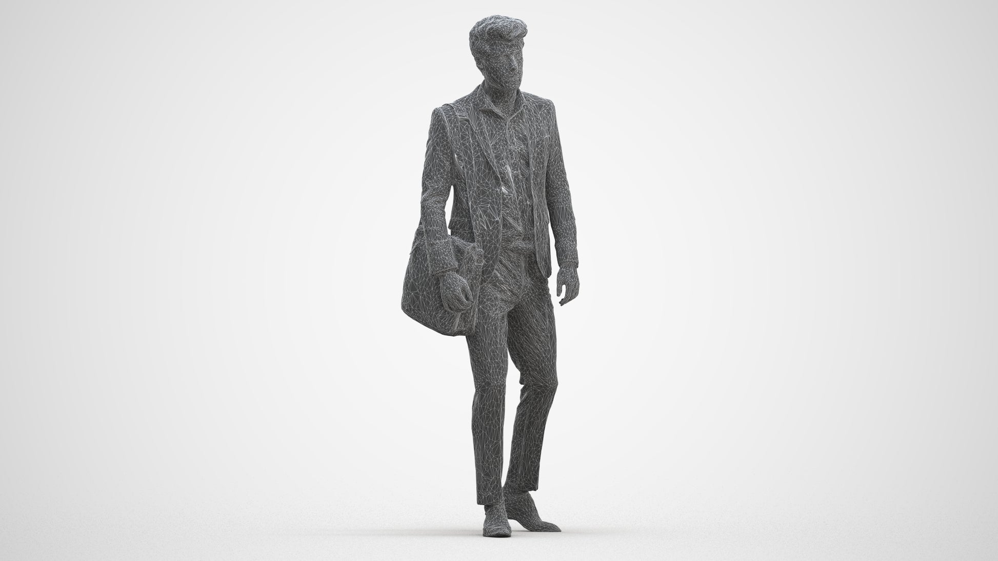scanned 3D man business, photogrammetry people for Enscape and V-Ray, three-quarter front view render