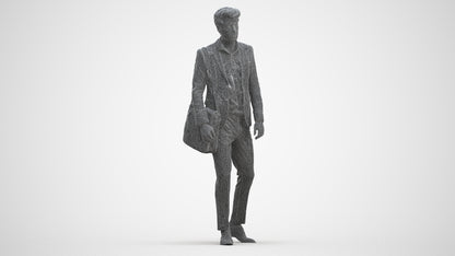 scanned 3D man business, photogrammetry people for Enscape and V-Ray, three-quarter front view render
