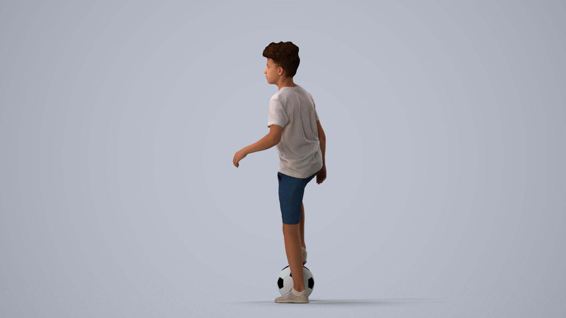 photogrammetry 3D boy casual kids, realistic human model archviz FBX, three-quarter view render