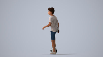 photogrammetry 3D boy casual kids, realistic human model archviz FBX, three-quarter view render